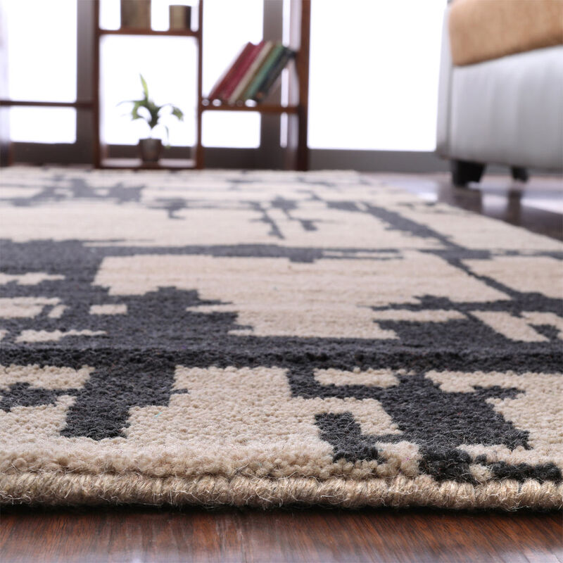 HAND KNOTTED WOOL Contemporary AREA RUGS  - Rectangle Shape, Contemporary Modern, Medium Pile Handmade Area Rugs for Living Room, Bed Room (N00065) image number 6
