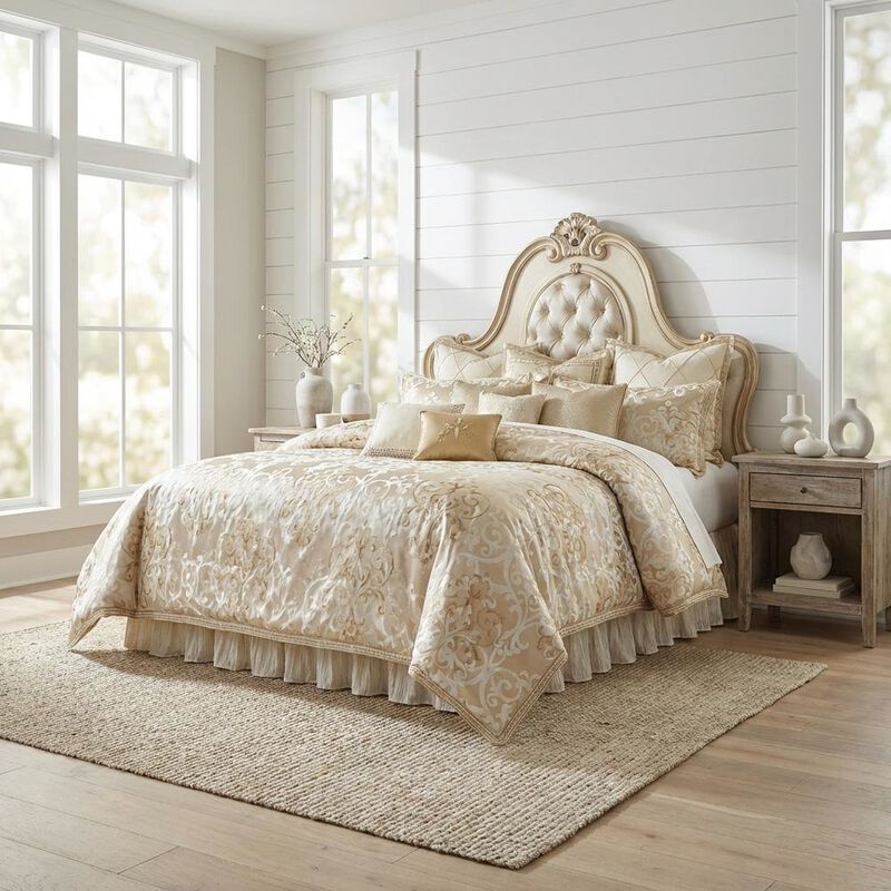 Michael Amini Luxembourg 13-Piece King Comforter Set - Cr&egrave;me image number 2