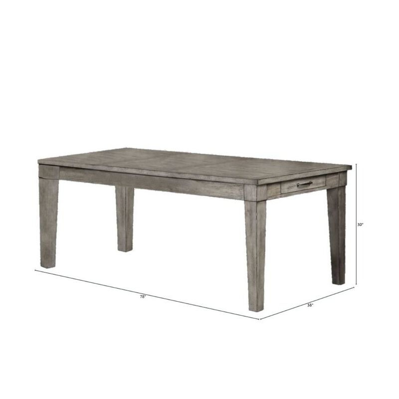 Gray Wood Dining Table with 2Drawers &ndash; Farmhouse Kitchen Table for 4 image number 5