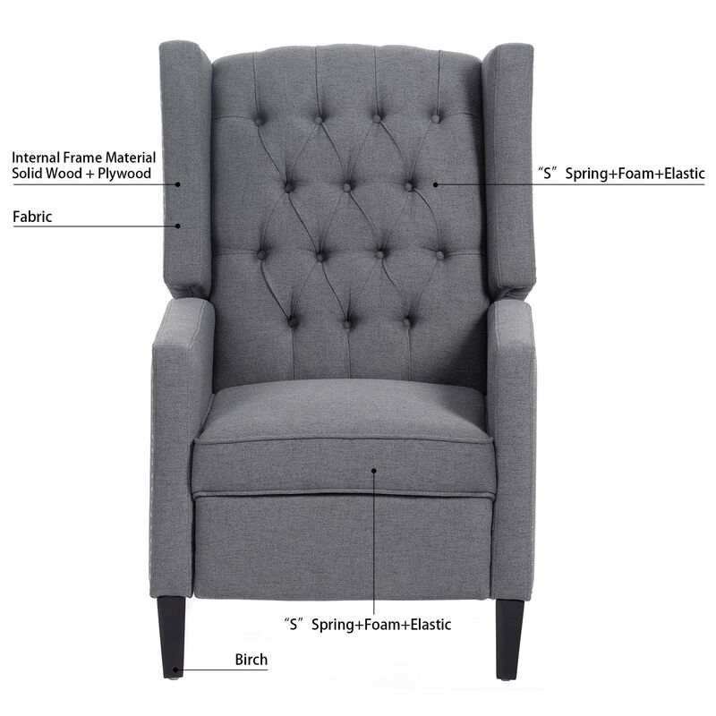 Olympia Bay, Inc. - 27.16" Wide Manual Wing Chair Recliner; Dark Gray image number 5