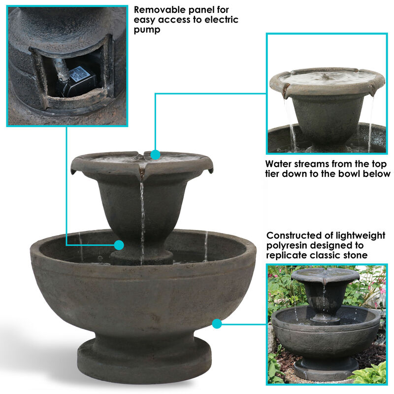 Sunnydaze Streaming Falls Polyresin Outdoor 2-Tier Water Fountain image number 4