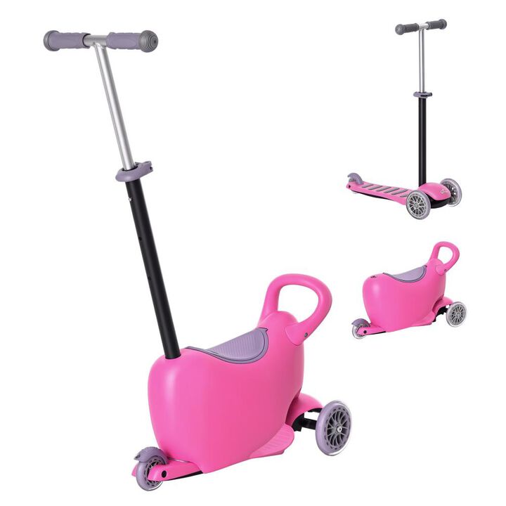 BreeBe 3-in-1 Ride On Push Car, Kids Scooter, Sliding Walker, Push Rider, with Adjustable Handlebar, 3 Balanced Wheels, Removable Storage Seat
