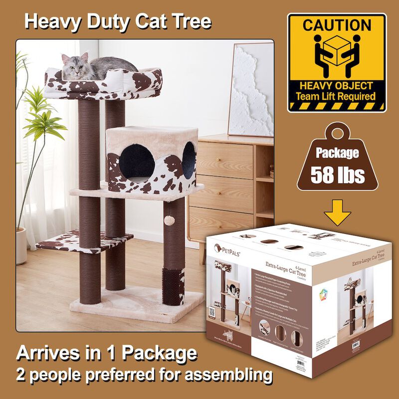 Petpals 50-in Cowboy Western Style Cat Tree, Brown