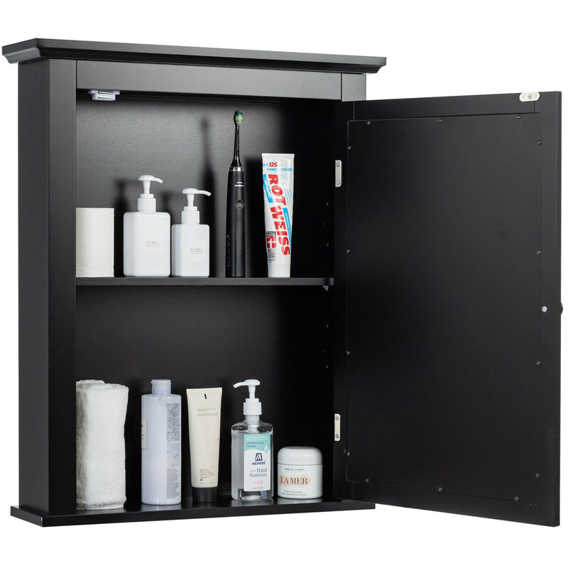 Costway Bathroom Mirror Cabinet Wall Mounted Adjustable Shelf Medicine Grey