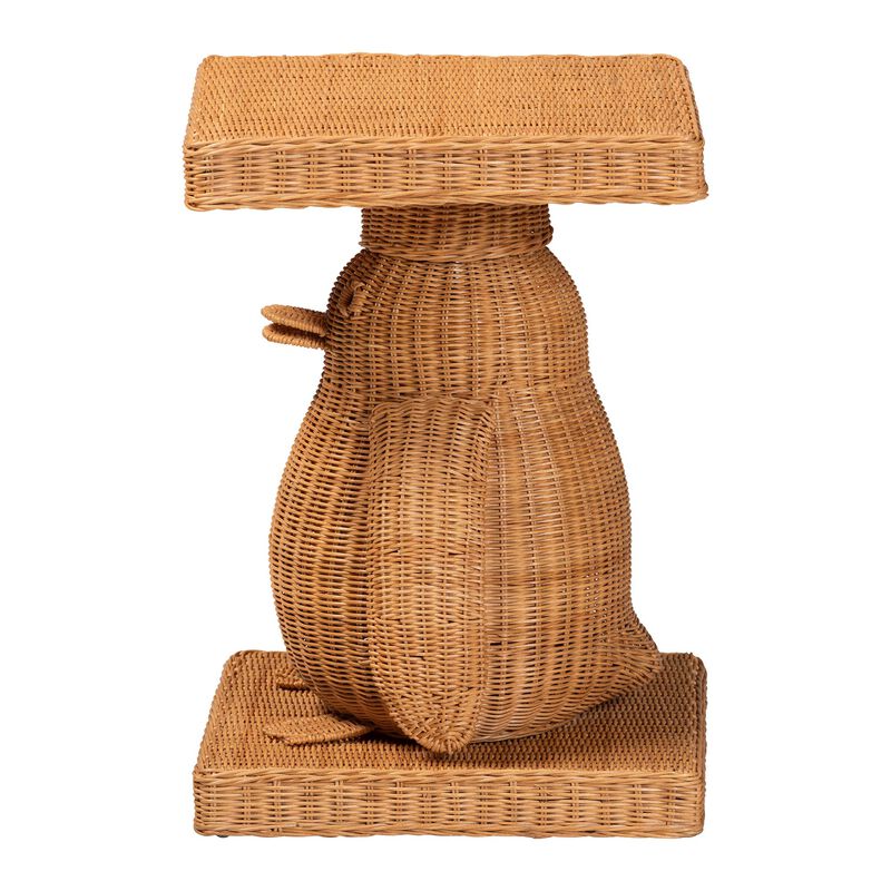 bali & pari Pembroke Penguin End Table - Handwoven Rattan Sculptural Accent Side Table with Platform Base image number 2