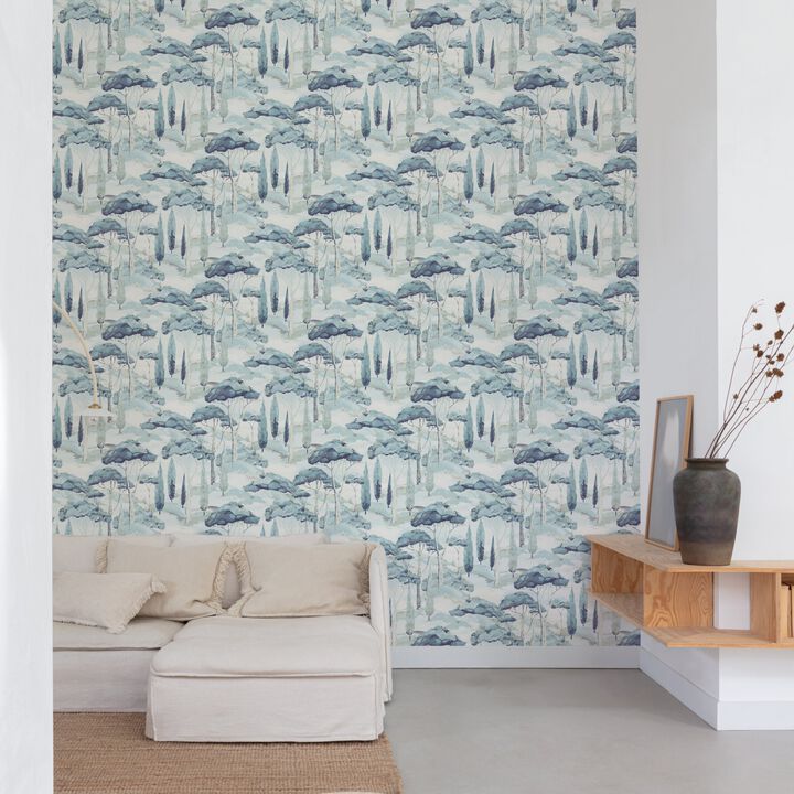 Arcadia Branched Leaves Motive Blue Wallpaper ARA69203