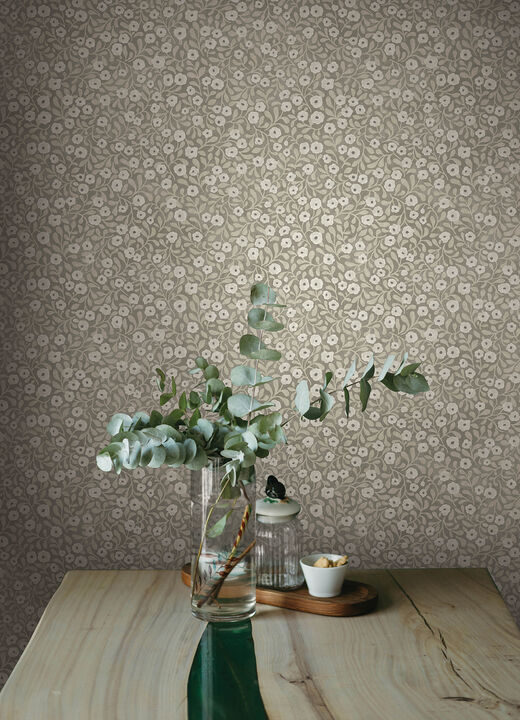 Poppy Trail Grey Floral Wallpaper (Set of 2)