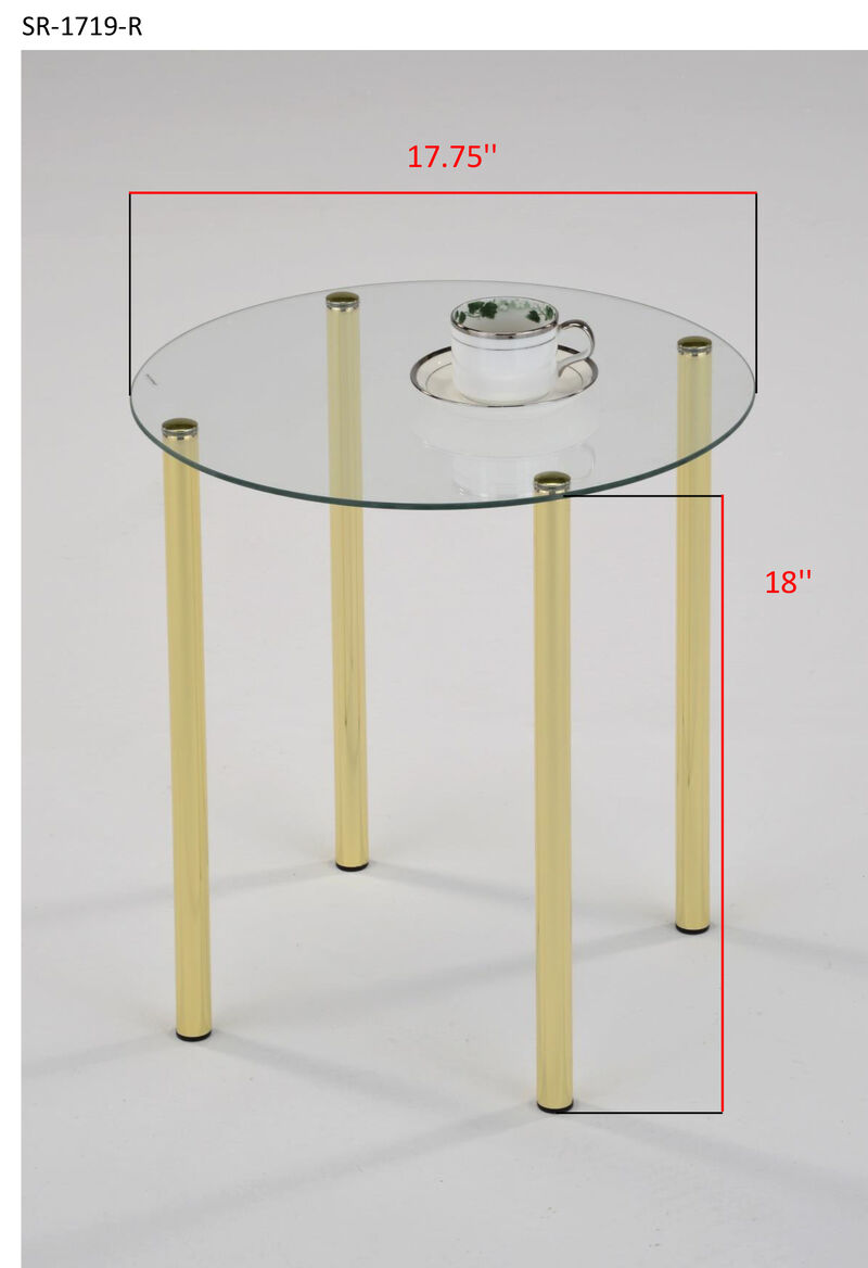 Kings Brand Furniture - Milnai Round Side End Accent Table, Gold Metal/Glass