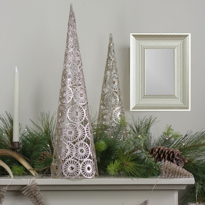 23.5" LED Lighted B/O Gold Glittered Wire Sunburst Christmas Cone Tree - Warm White Lights