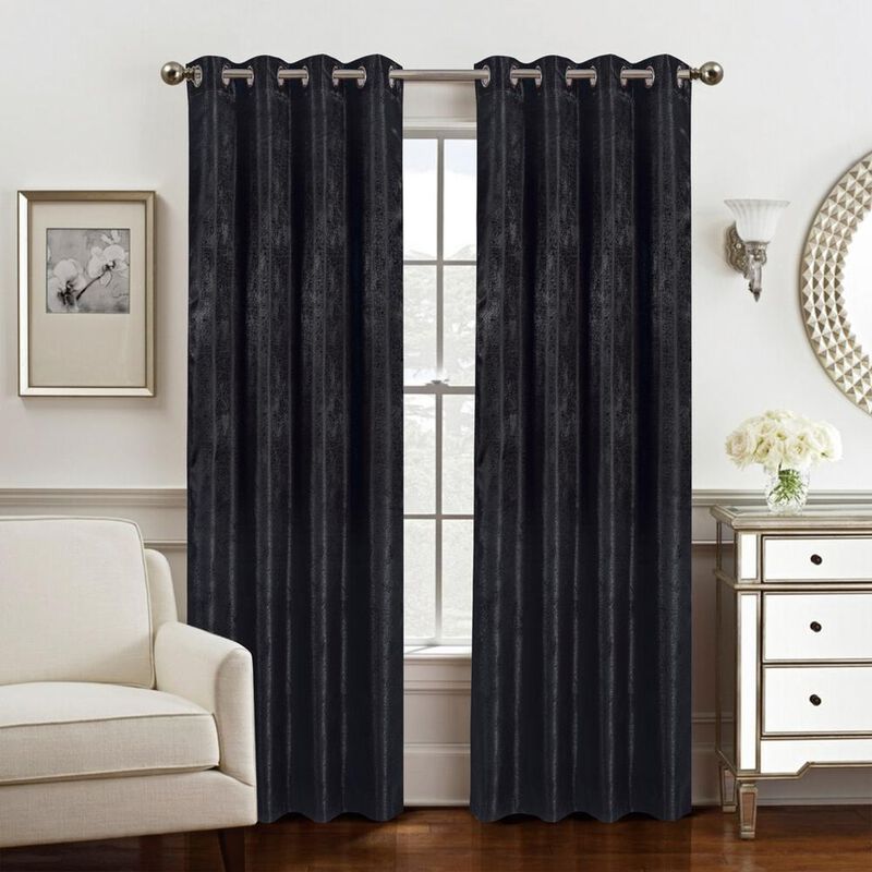 Olivia Gray Roxy Two Tone Jacquard Grommet Single Panel - 54x90", Black