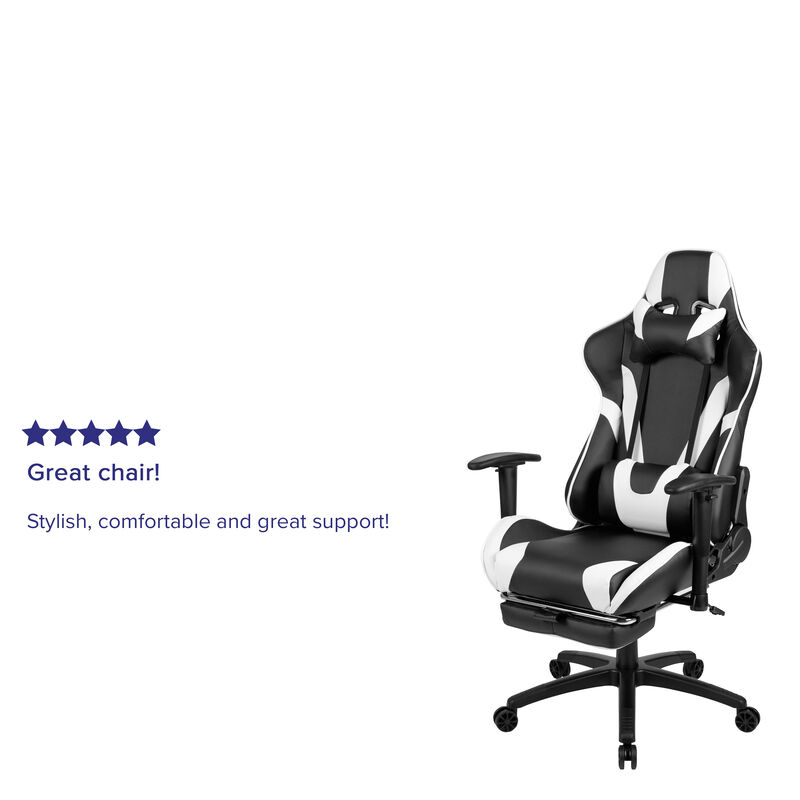 X30 Gaming Chair Racing Office Ergonomic Computer Chair with Reclining Back and Slide-Out Footrest in   LeatherSoft image number 2