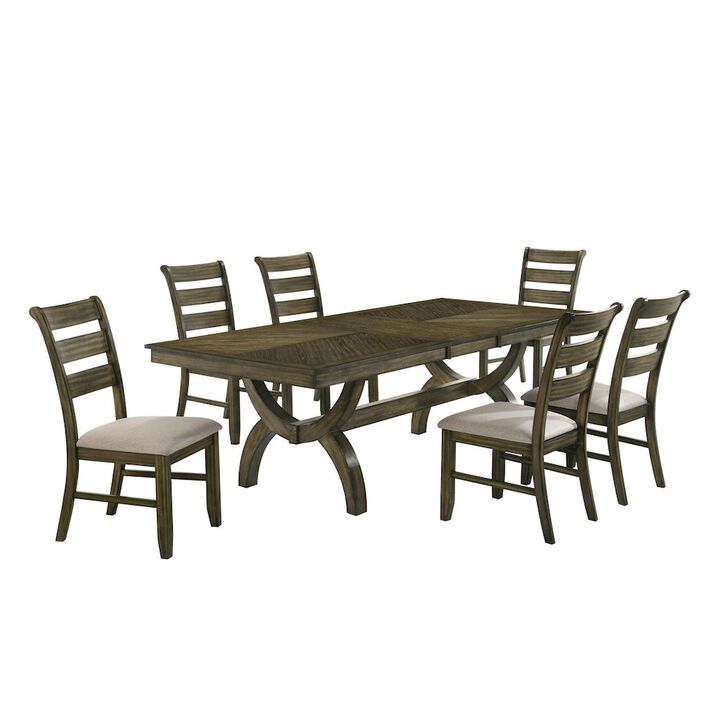 Best Quality Furniture Big 7pc wood dining set with extendable dining table