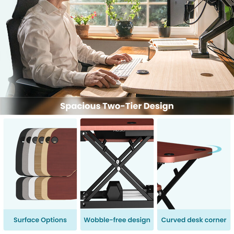VersaDesk PowerPro Electric Height Adjustable Standing Desk Converter 36"W with USB Charging Port &ndash; Cherry image number 5
