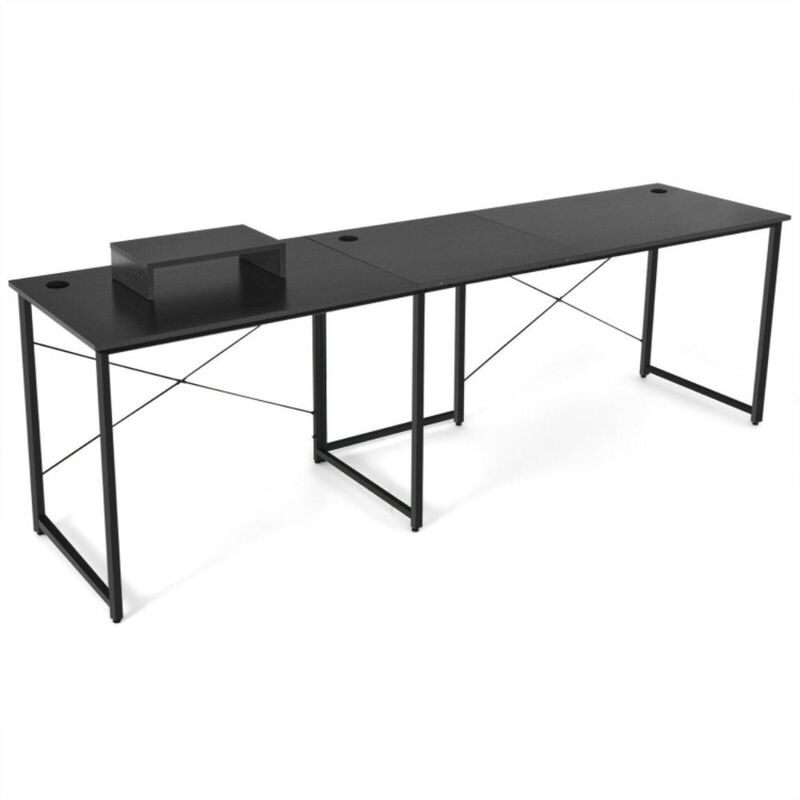 Hivvago 2-Person L-Shaped Long Reversible Computer Desk with Monitor Stand