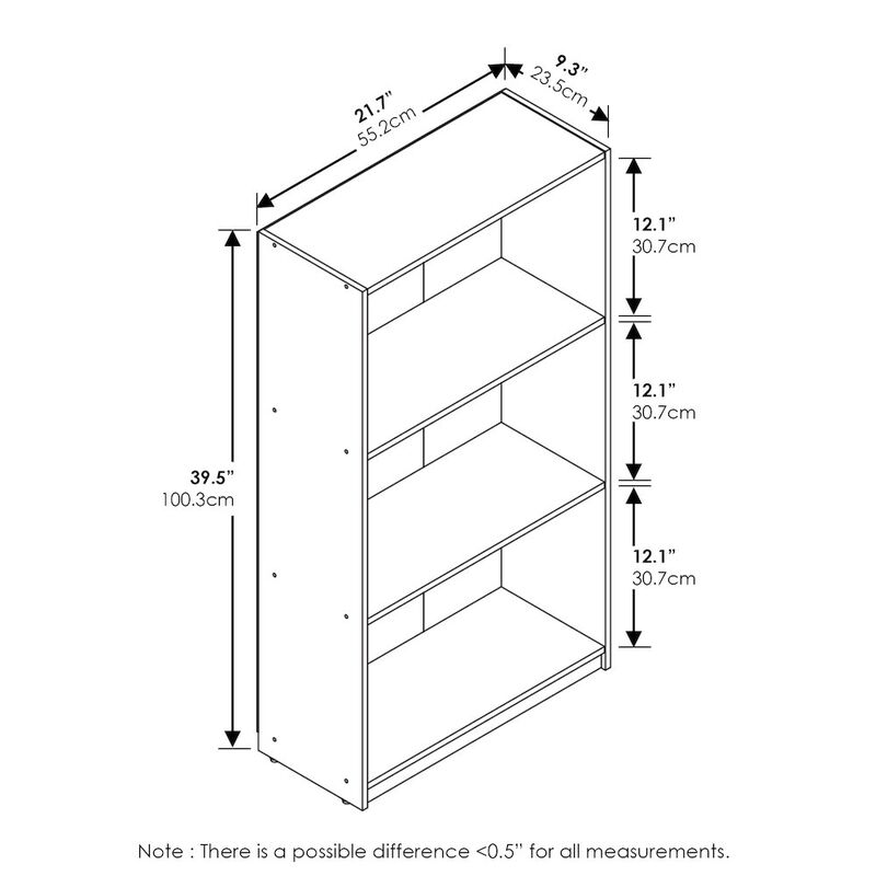 Basic 3-Tier Bookcase Storage Shelves, Amber Pine