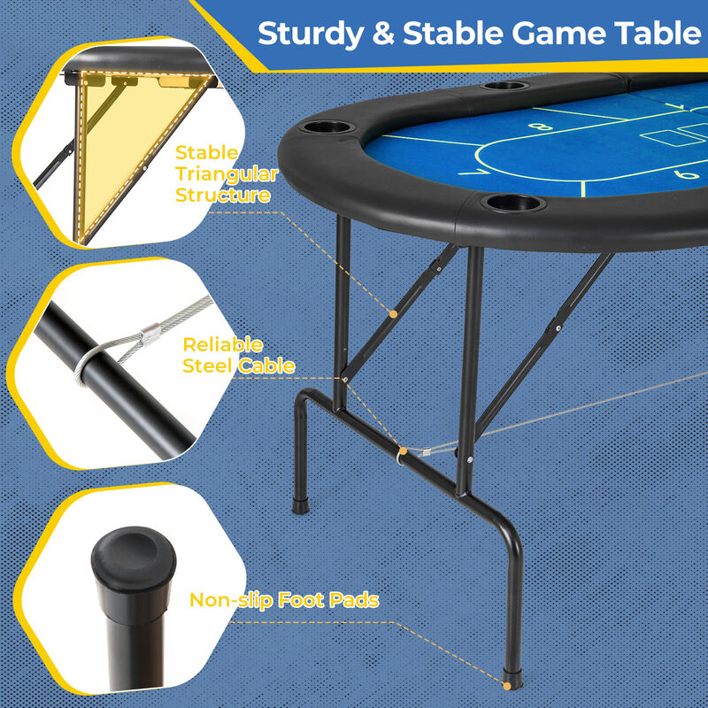Portable Folding Poker Table with 8 Built-In Cup Holders image number 5