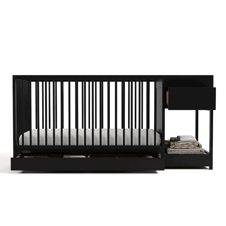 Teddi Convertible Crib & Changer-Black