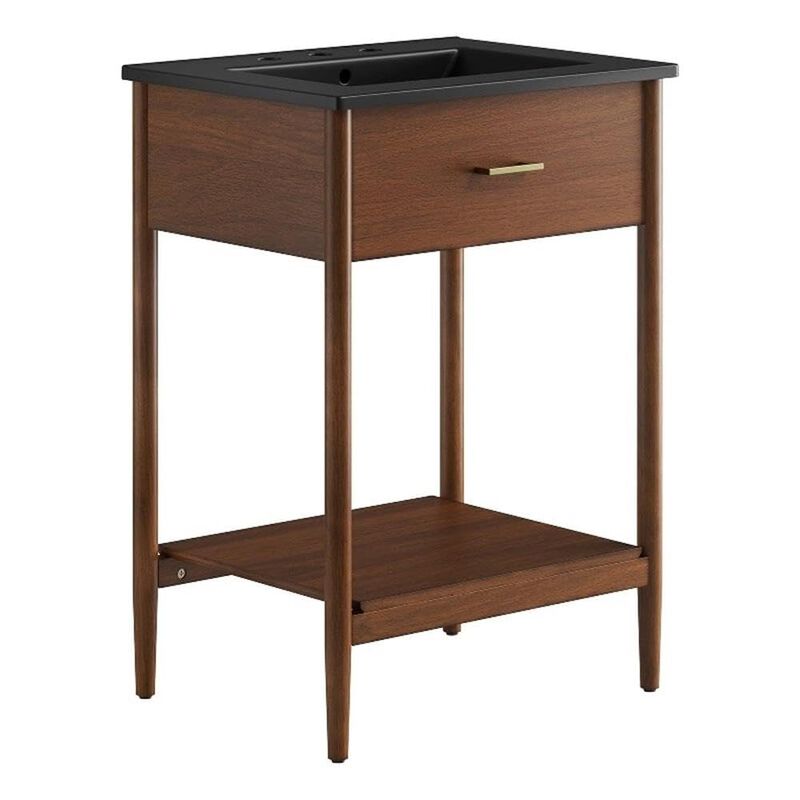Modway EEI-6661-WAL-BLK Zaire 24" Bathroom Vanity, Walnut Black image number 0