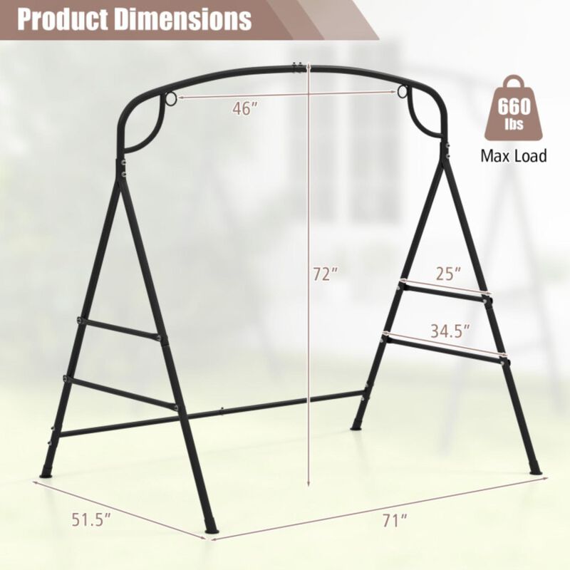 Hivvago Patio Metal Swing Stand with Double Side Bars and 2-Ring Design
