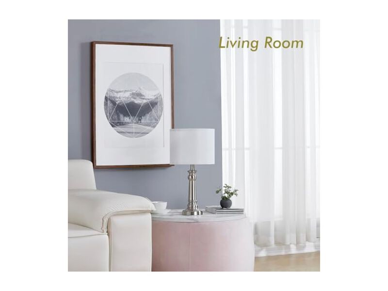LED Modern Metal Home Decor Lamps Set Of 2 For Living Room Bulbs Included White image number 2