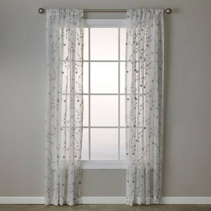 SKL Home By Saturday Knight Ltd Whispering Winds Window Curtain Panel - 52X63", Gray