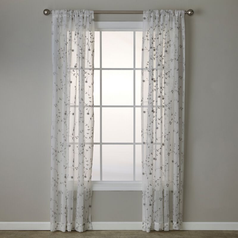 SKL Home By Saturday Knight Ltd Whispering Winds Window Curtain Panel - 52X63", Gray