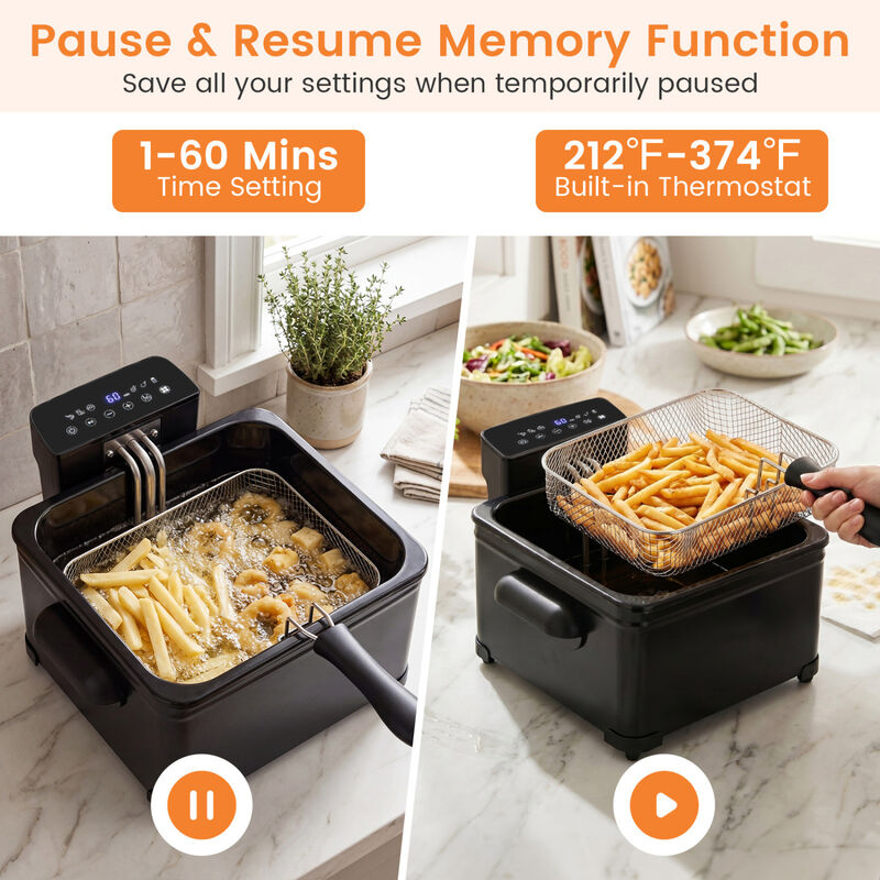 3 Basket Electric Deep Fryer with 1700W Power LED Touchscreen and 6 Preset Settings image number 5