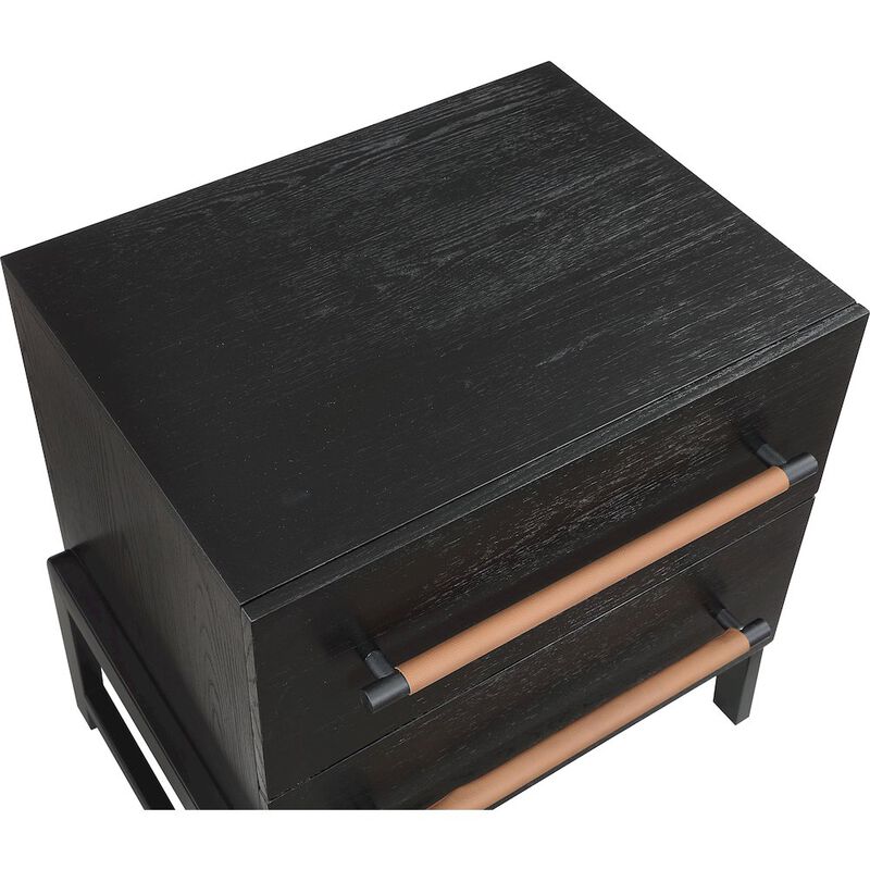 Meridian Furniture Kaya Black Vegan Leather Night Stand