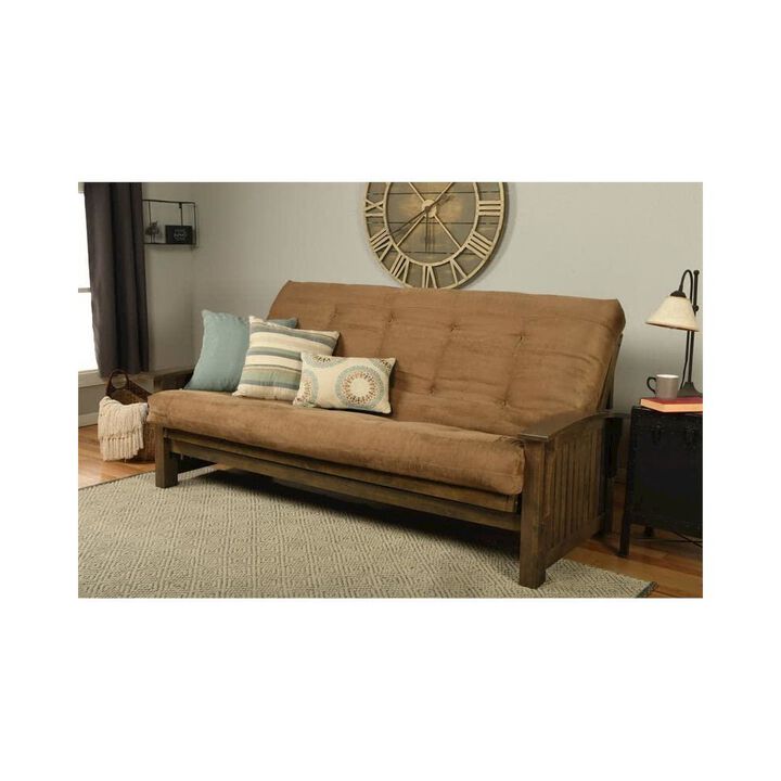 Washington Queen Frame-Rustic Walnut Finish-Suede Peat Mattress