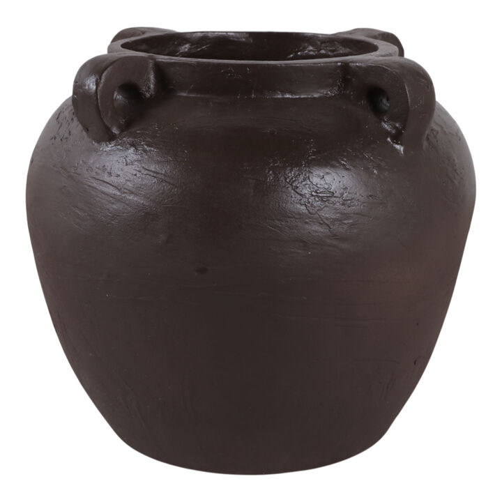 14x12" Textured Ecomix 4-handle Vase, Brown
