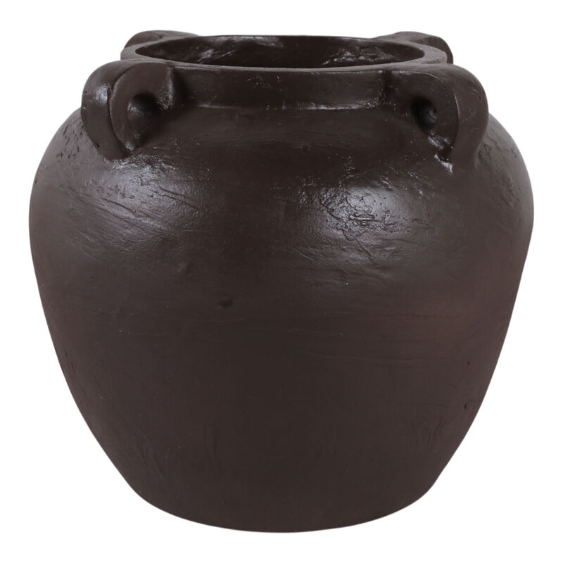14x12" Textured Ecomix 4-handle Vase, Brown image number 0