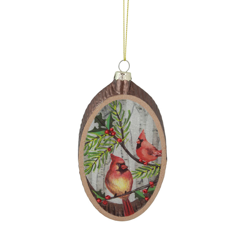 6" Cardinal Glass Plate Christmas Ornament image number 1