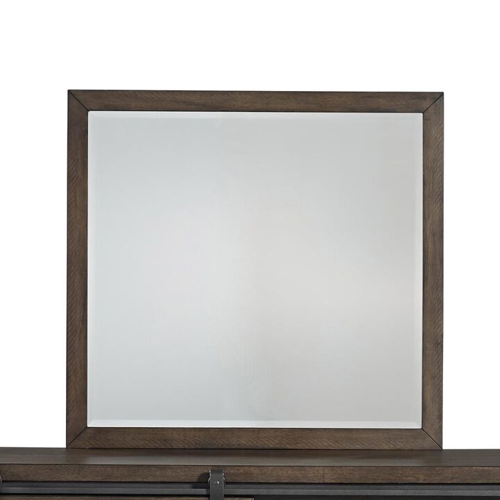 Liberty Furniture Thornwood Hills Mirror in Rock Beaten Brown w/ Saw Cuts