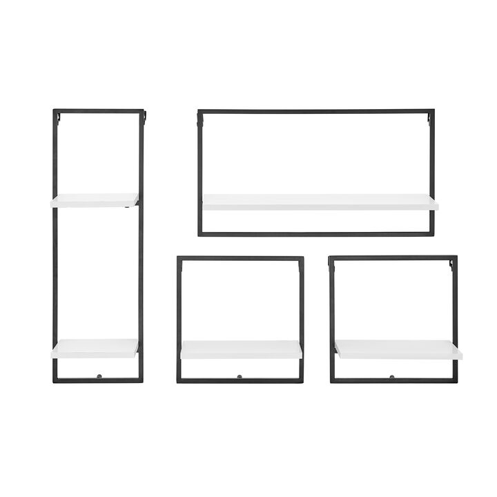 Framed Wall Art 4-Piece Modern Shelf Set with Metal Frame