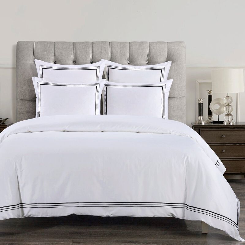 Border Embroidery King Black Duvet Cover Set image number 0