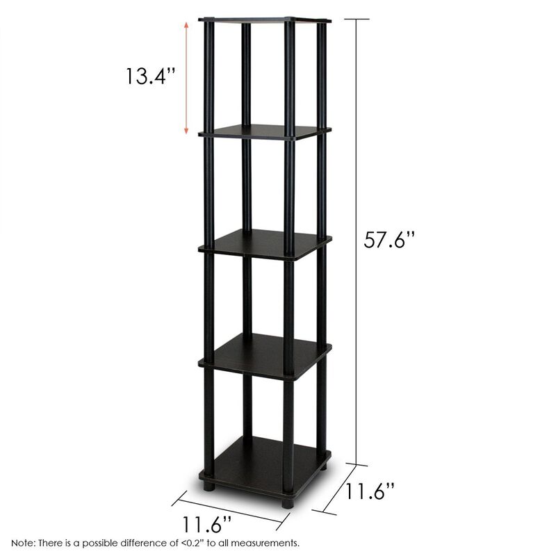 5-Tier Square Corner Display Shelf Bookcase for Storage and Decor