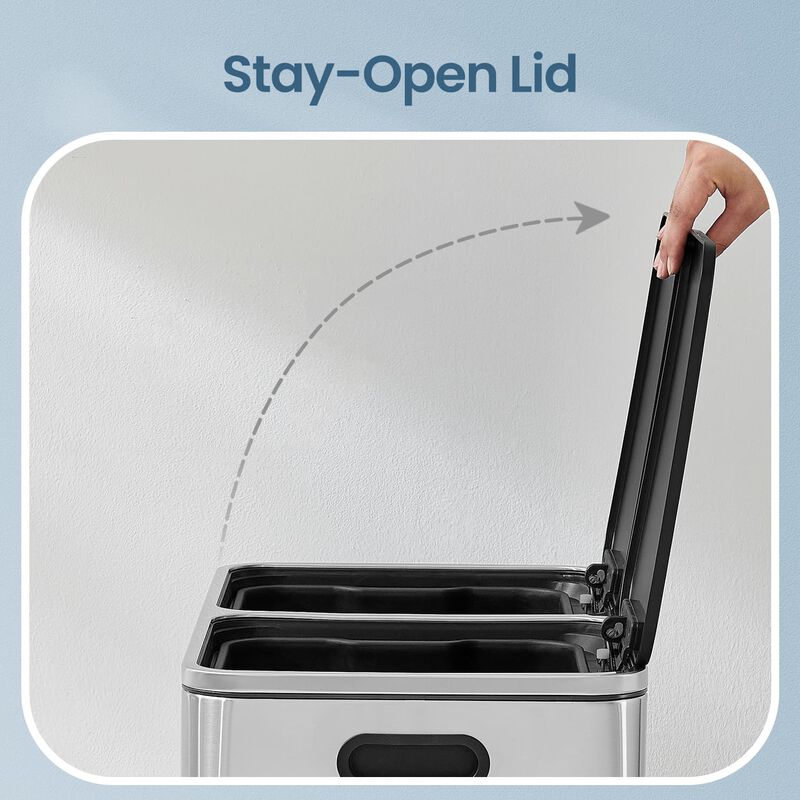 Double Compartment Trash Can with Airtight Lids for Kitchen image number 5