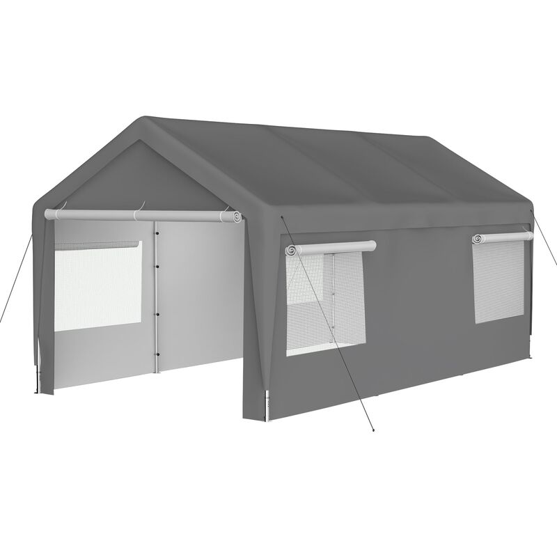 Mondawe 10x20FT Heavy Duty Carport Canopy - Galvanized Steel Car Garage with Roll-up Windows
