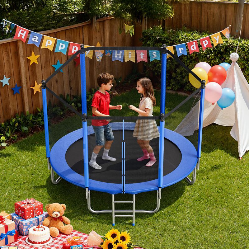 Round Recreational Trampoline with Safety Net, Anti-Rust Outdoor Trampoline for Family Fun image number 1