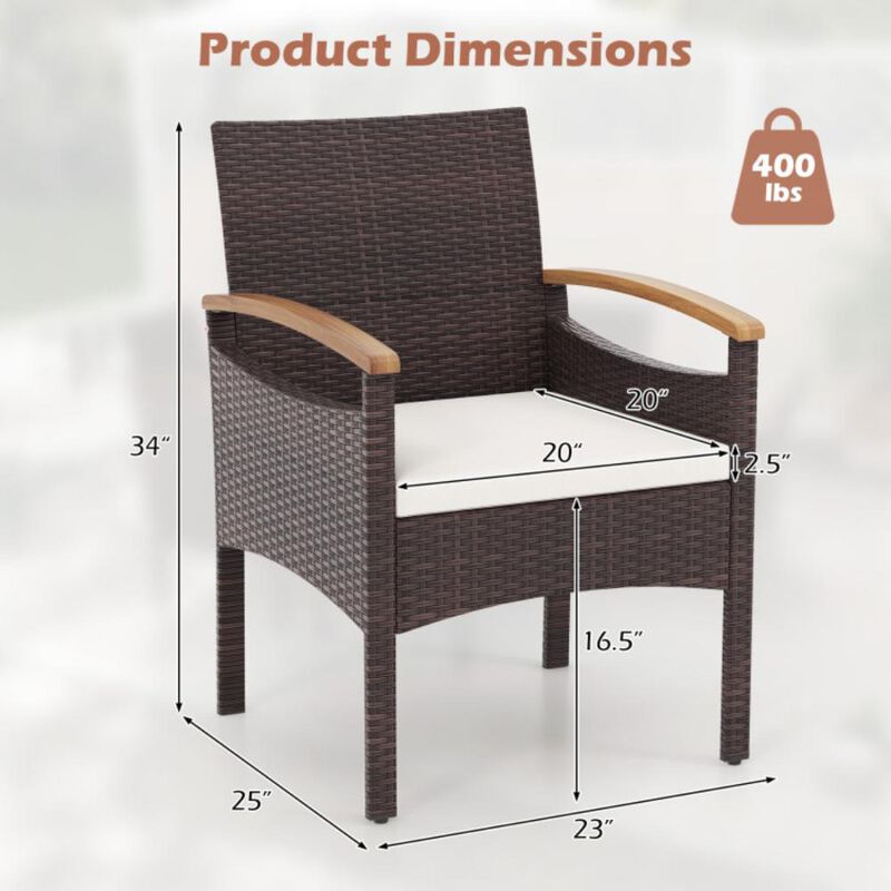 Hivvago Patio Dining Chairs Set of 2/4 with Acacia Wood Armrest and Heavy Duty Metal Frame