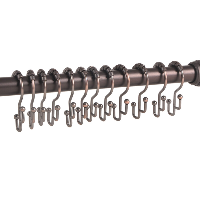 12-Piece Resistant Stepped Metal Double Shower Curtain Hooks image number 4