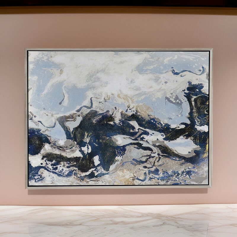 36 x 47 Framed Handpainted Wall Art, Rectangular Multicolor Cerulean Seas image number 1