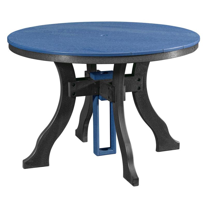 American Furniture Classics Model 44R-D-BBK Dining Height Round Table in Blue with a Black Base