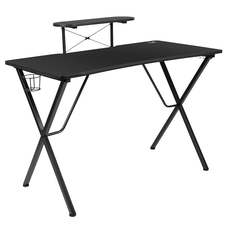 Flash Furniture Black Gaming Desk and Pink/Black Racing Chair Set image number 6
