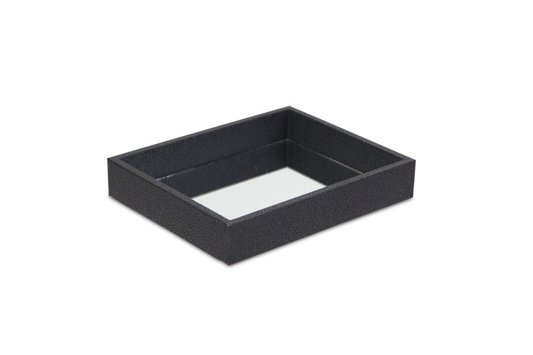 10" Black Bubble Texture Tray with Center Mirror