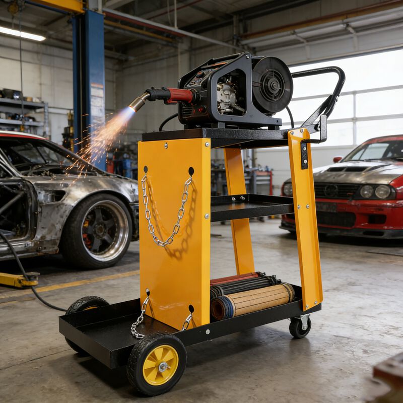 ELEMENT ACE Heavy Duty 3-Tier Multi-Function Welding Cart with Gas Bottle Storage, Safety Chains for Tig Mig Welder Plasma Cutter Home DIY & Industrial Welding Operations image number 3