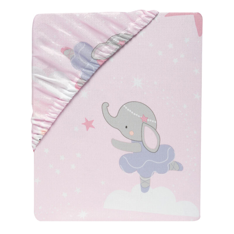 Bedtime Originals Tiny Dancer Fitted Crib Sheet - Pink, Animals, Celestial