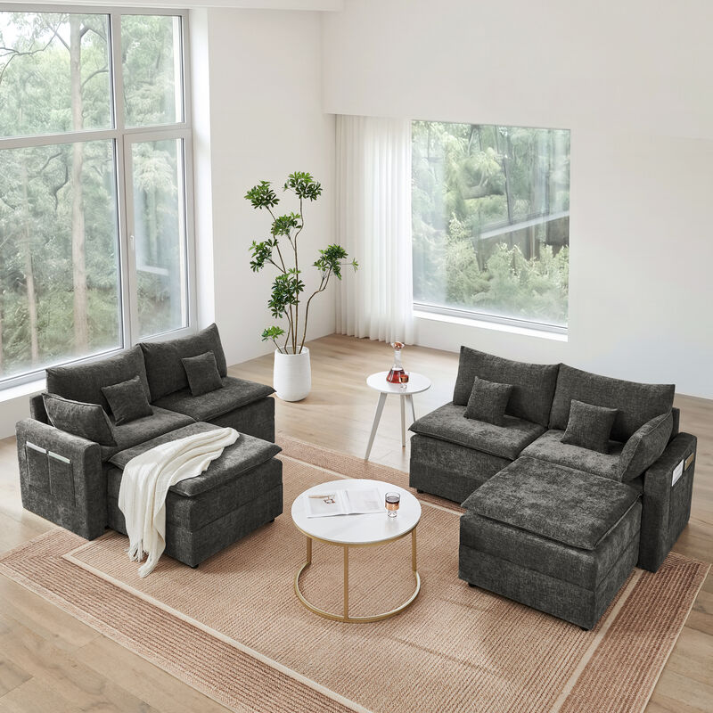 Glocep U Shaped Couch 132" Cloud Modular Sectional image number 3