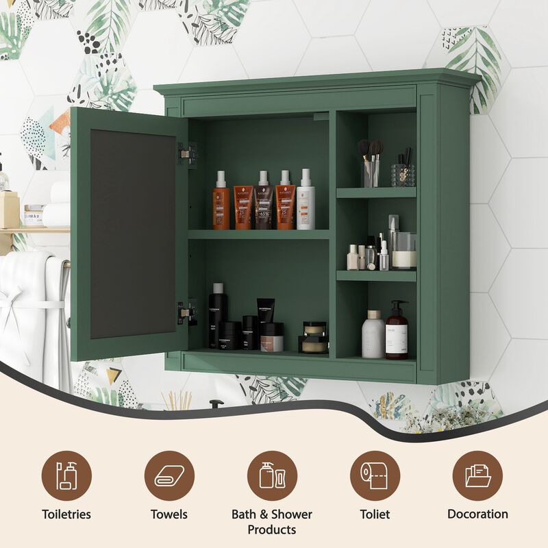 Merax Mirror Cabinet with Adjustable Shelves & Concealed Storage, Wall-Mounted image number 4