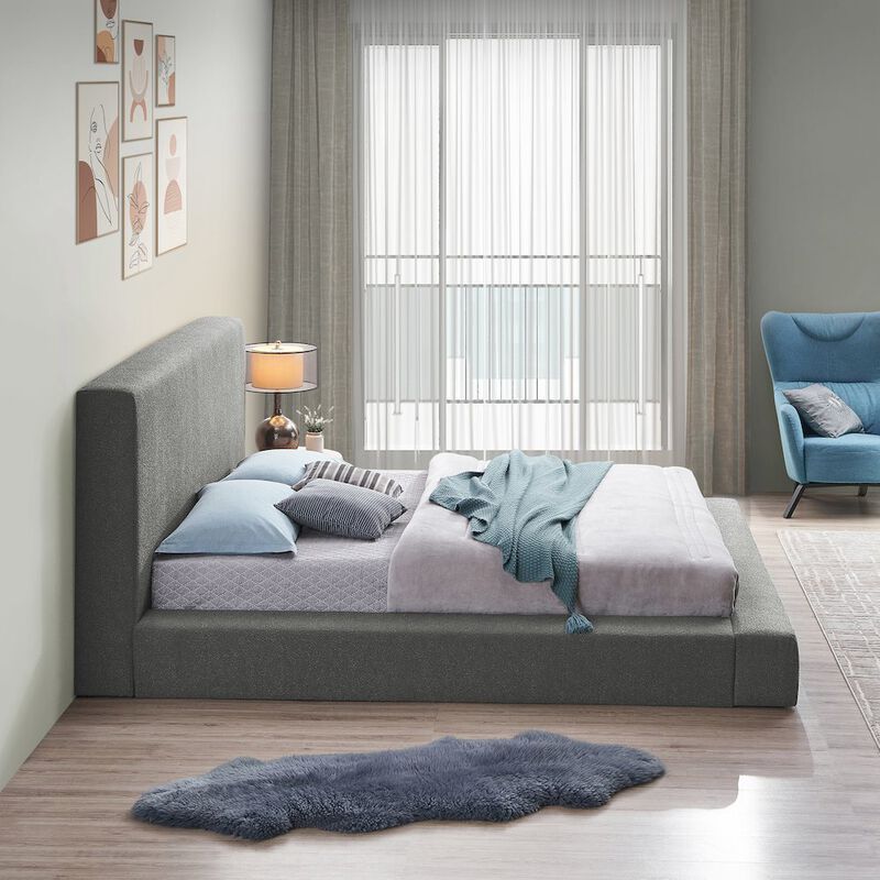 Meridian Furniture Terra Grey Boucle Fabric Full Bed